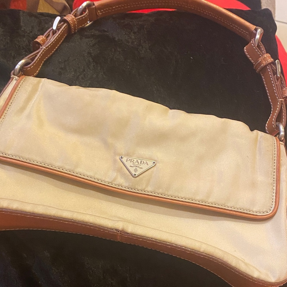 Prada Tan and Brown Shoulder Bag